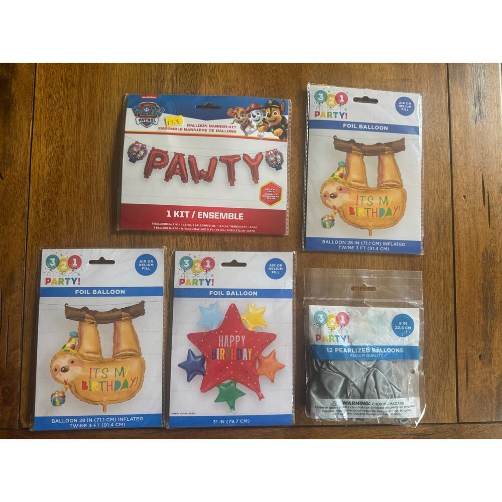 New Party Balloon Lot Paw Patrol Banner Sloth Foil Birthday Balloons